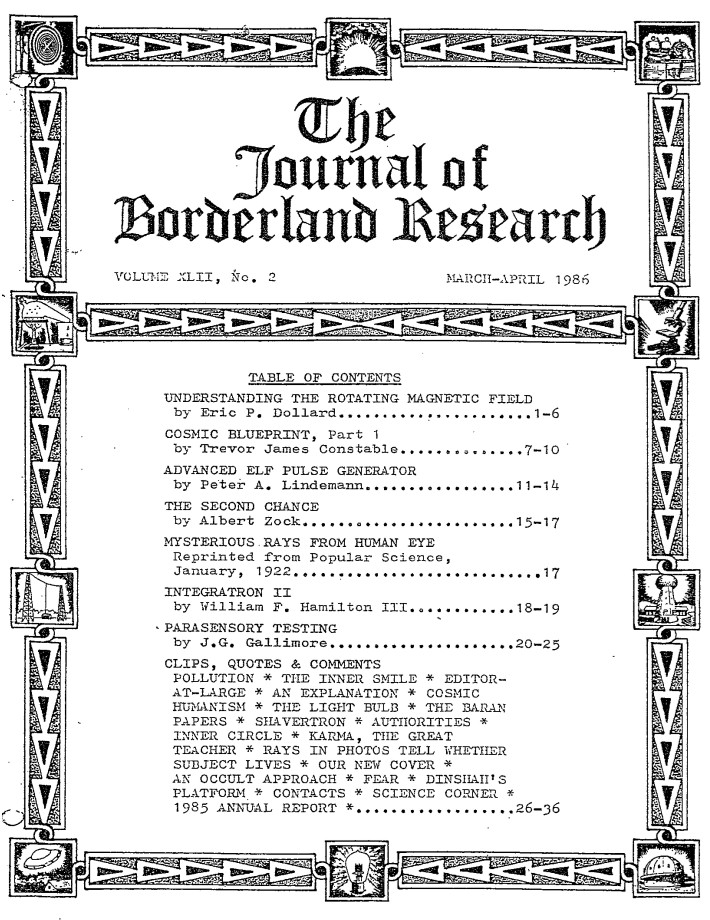 Journal of Borderland Research, Vol. 42, No. 2, March-April 1986.