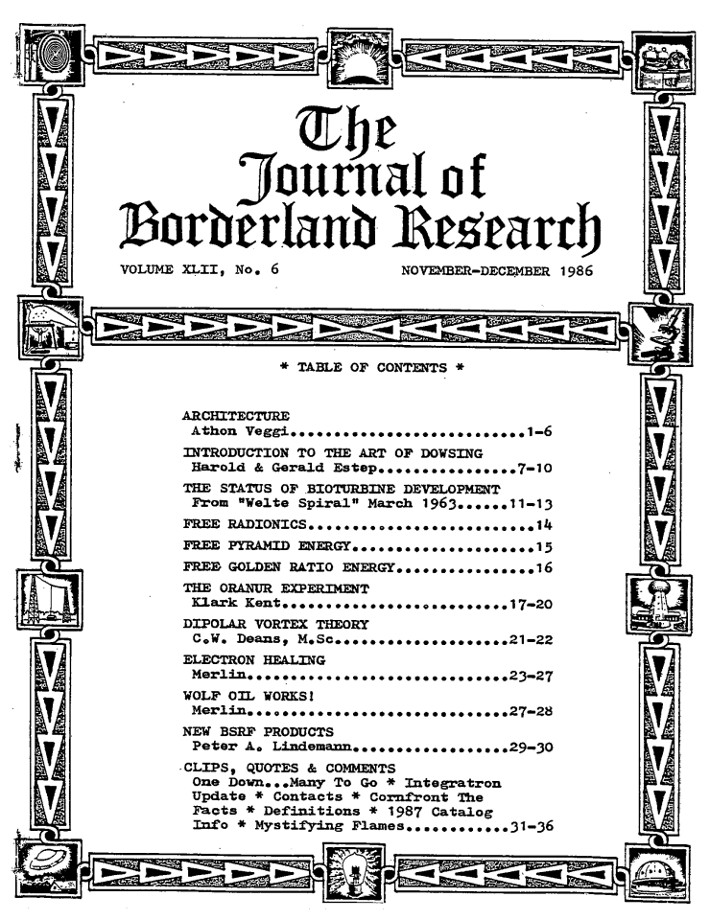 Journal of Borderland Research, Vol. 42, No. 6, November-December 1986.