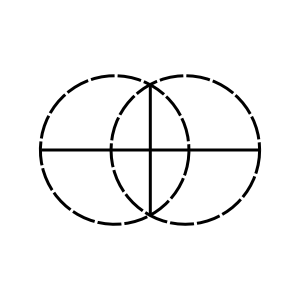 Black and white illustration of overlapping marked circles.