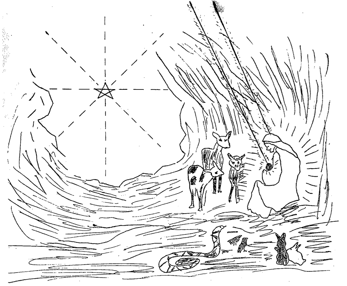 Sketch illustration of the Cave of the Nativity.