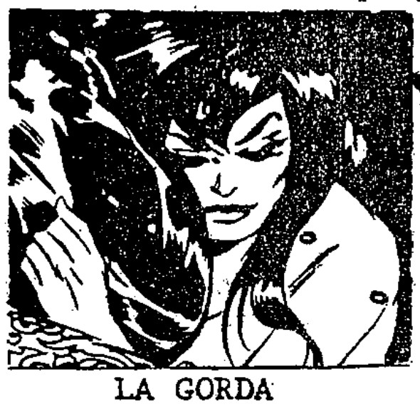 Black and white illustration depicting La Gorda.