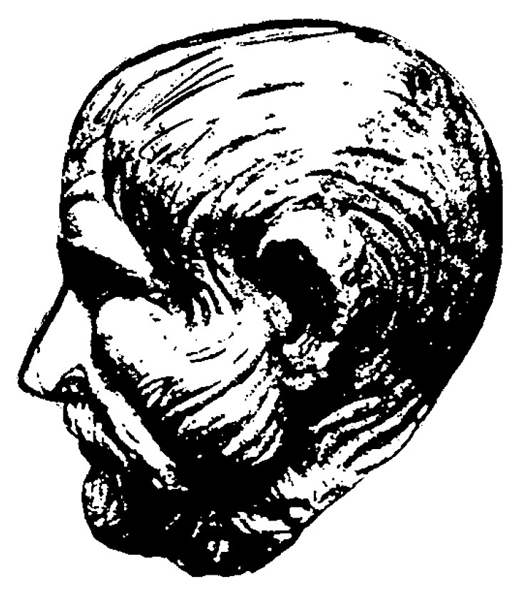 Black and white illustration, profile of Proclus.