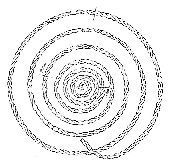 Black and white diagram of the spiral used in Louis Schad's Spiral Coil Multiple Wave Oscillator apparatus.