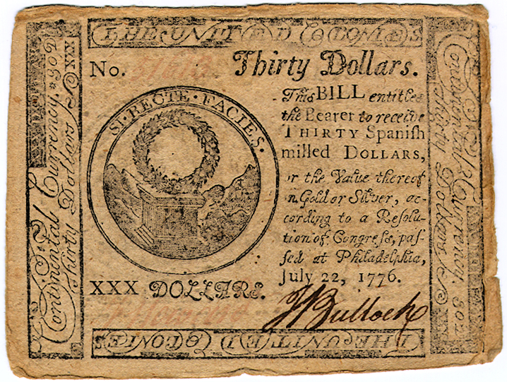 The United Colonies - Thirty Dollars - July 22, 1776