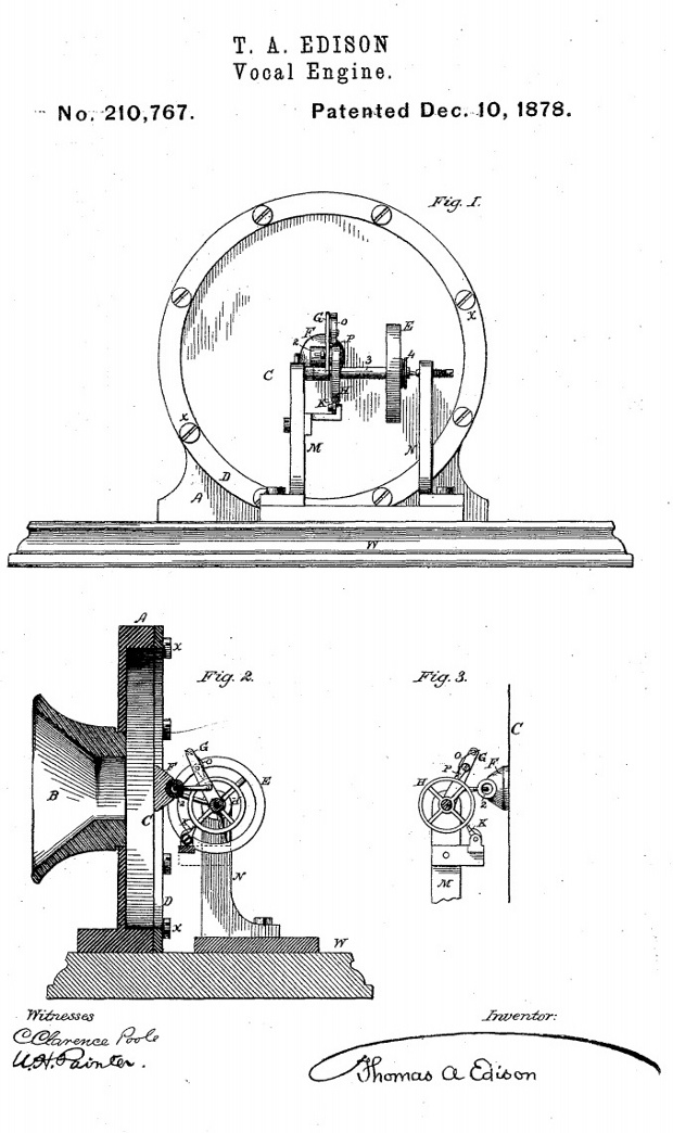 Patent 210,767 - T. A. Edison - Vocal Engine