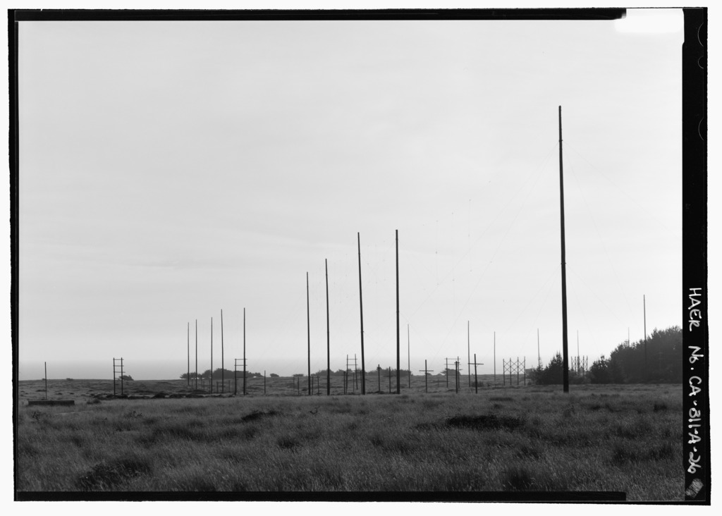 ANTENNA FIELD AT BOLINAS MARCONI SITE LOOKING SOUTHWEST - Marconi Radio Sites, Transmitting, Point Reyes Station, Marin County, CA.